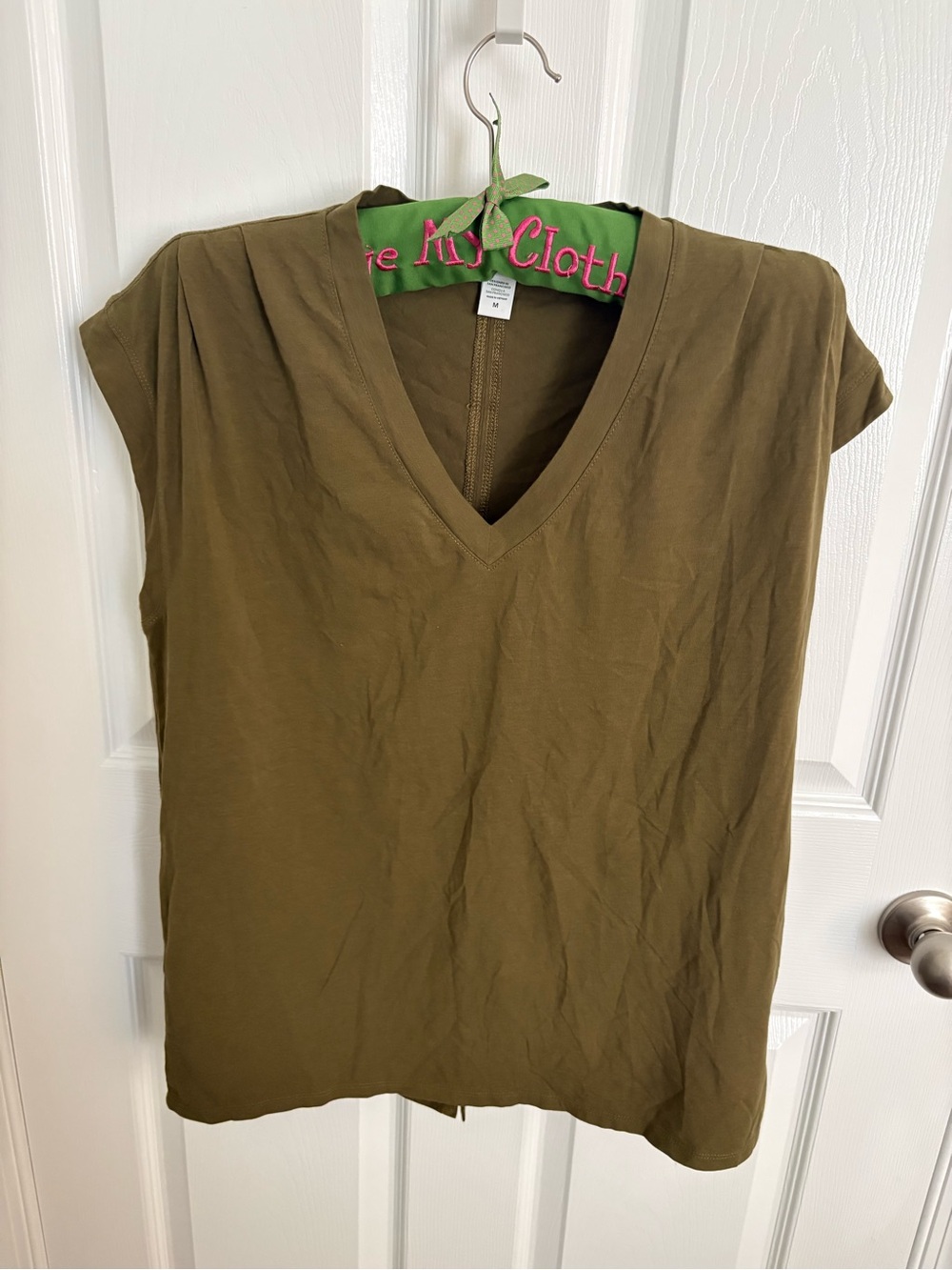 Athleta Olive Green Short-Sleeve V-Neck Top